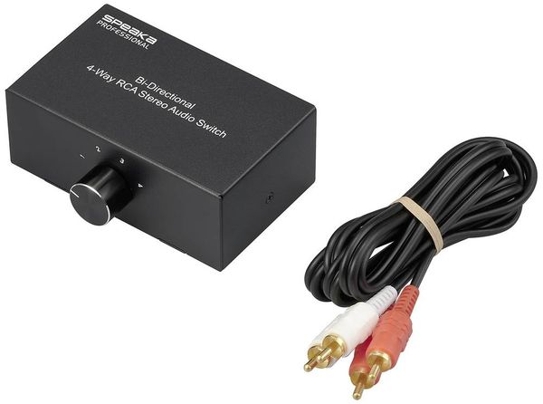 Produktbild: SpeaKa Professional SP-AS-500 4 Port Cinch-Audio-Switch Metallgeh&auml;use