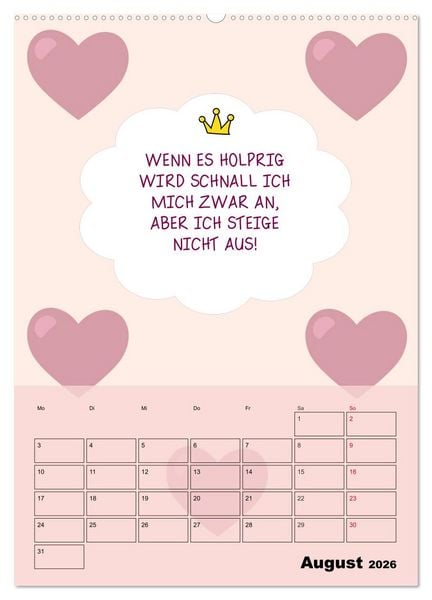 Produktbild: K&ouml;nigin &uuml;ber alles! Typokalender f&uuml;r starke Frauen (Wandkalender 2026 DIN A2 hoch), CALVENDO Monatskalender