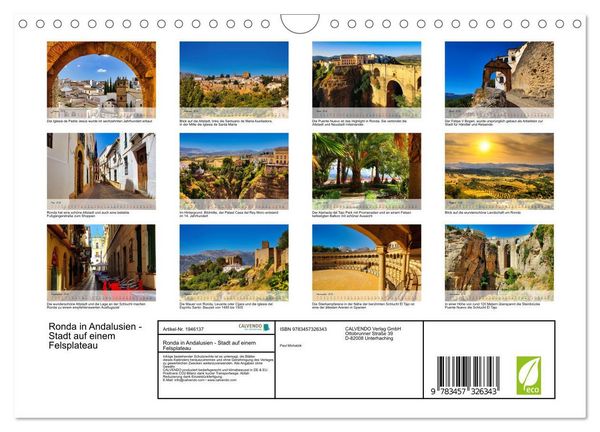 Produktbild: Ronda in Andalusien - Stadt auf einem Felsplateau (Wandkalender 2026 DIN A4 quer), CALVENDO Monatskalender