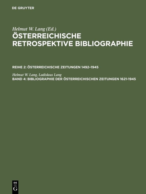Produktbild: Bibliographie der &ouml;sterreichischen Zeitungen 1621&ndash;1945