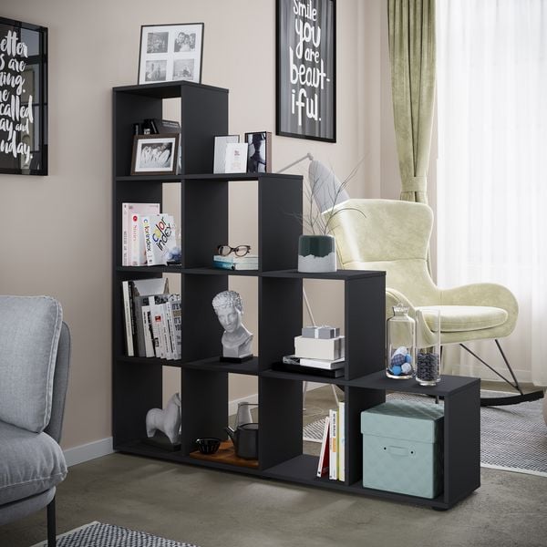 Produktbild: Holz Stand Treppenregal Regal 10 F&auml;cher Napoli