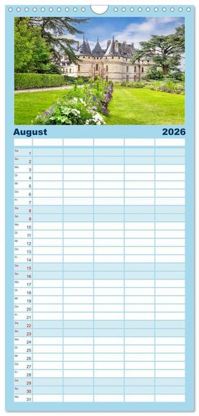 Produktbild: Familienplaner 2026 - Ch&acirc;teaux. Im Tal der Loire mit 5 Spalten (Wandkalender, 21 x 45 cm) CALVENDO
