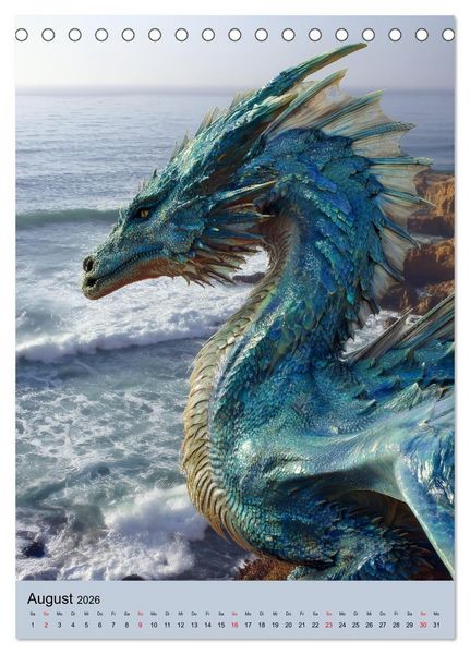 Produktbild: Drachen Kalender - ein Jahr mit mystischen Fabelwesen (Tischkalender 2026 DIN A5 hoch), CALVENDO Monatskalender