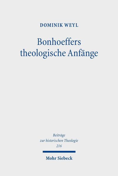 Produktbild: Bonhoeffers theologische Anf&auml;nge