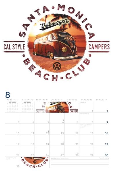 Produktbild: VW Broschürenkalender 2026 mit Illustrationen