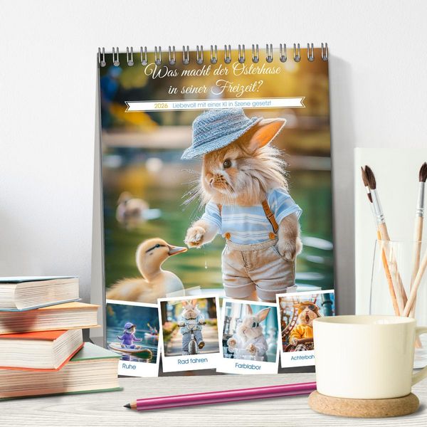 Produktbild: Was macht der Osterhase in seiner Freizeit (Tischkalender 2026 DIN A5 hoch), CALVENDO Monatskalender