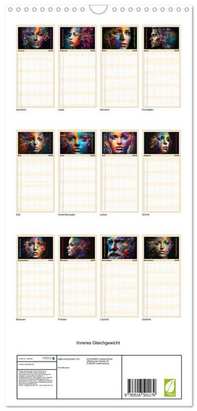 Produktbild: Familienplaner 2026 - Inneres Gleichgewicht mit 5 Spalten (Wandkalender, 21 x 45 cm) CALVENDO