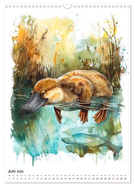 Produktbild: Australiens Tiere - Illustriert in Wasserfarben (Wandkalender 2026 DIN A3 hoch), CALVENDO Monatskalender