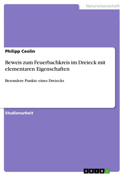 Produktbild: Beweis zum Feuerbachkreis im Dreieck mit elementaren Eigenschaften