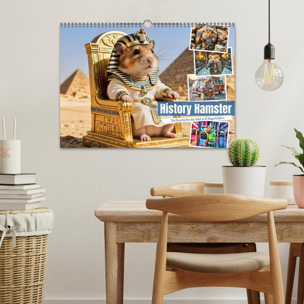 Produktbild: History Hamster - Die Geschichte der Welt in 12 Nagerbildern (Wandkalender 2026 DIN A3 quer), CALVENDO Monatskalender