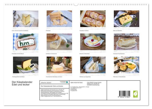Produktbild: Der K&auml;sekalender Edel und lecker (hochwertiger Premium Wandkalender 2026 DIN A2 quer), Kunstdruck in Hochglanz
