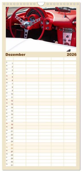 Produktbild: Familienplaner 2026 - Klassische Armaturenbretter mit 5 Spalten (Wandkalender, 21 x 45 cm) CALVENDO