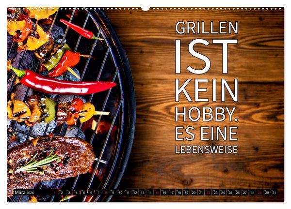 Produktbild: B wie BBQ Impressionen mit Spr&uuml;chen (Wandkalender 2026 DIN A2 quer), CALVENDO Monatskalender