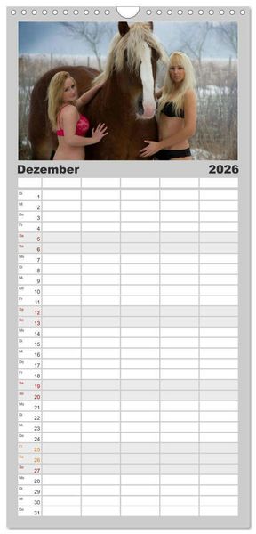 Produktbild: Familienplaner 2026 - Titanen Girls 2026 - erotische Frauen und starke Pferde mit 5 Spalten (Wandkalender, 21 x 45 cm) CALVENDO