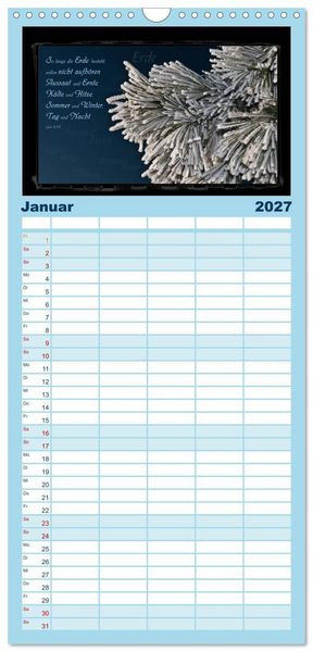 Produktbild: Familienplaner 2027 - Monat f&uuml;r Monat ein Bibelvers mit 5 Spalten (Wandkalender, 21 x 45 cm) CALVENDO