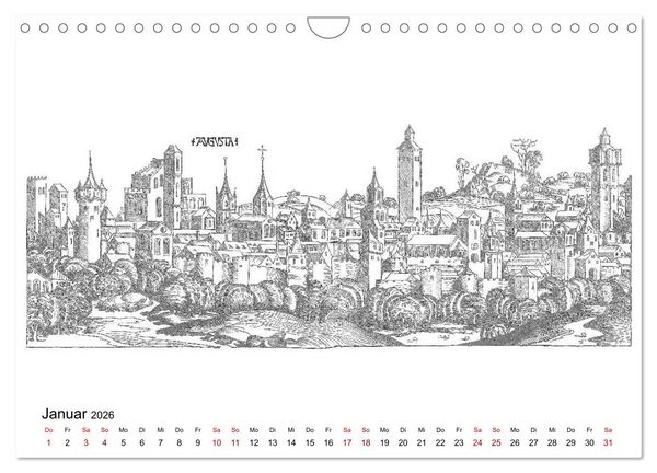 Produktbild: Schedelsche Weltchronik Deutsche St&auml;dte 1493 (Wandkalender 2026 DIN A4 quer), CALVENDO Monatskalender