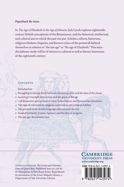 Produktbild: The Age of Elizabeth in the Age of Johnson