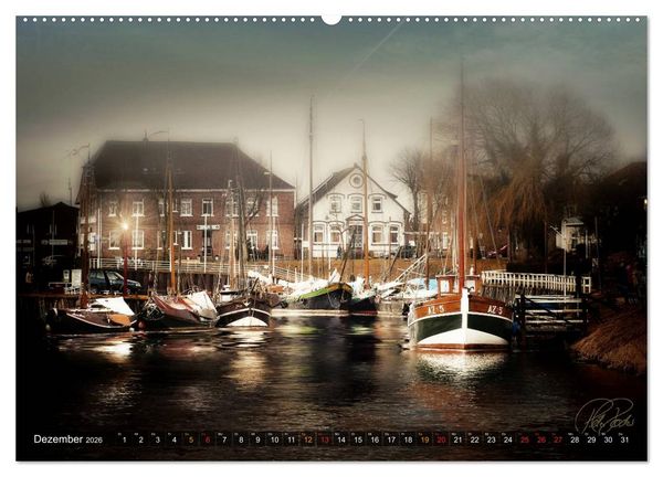 Produktbild: Ostfriesland - die alten H&auml;fen, Vintage-Style (Wandkalender 2026 DIN A2 quer), CALVENDO Monatskalender