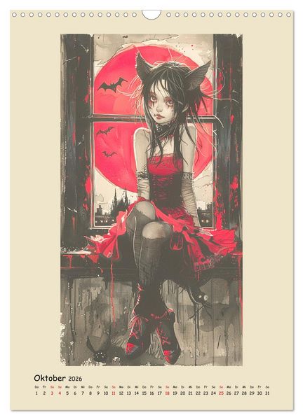 Produktbild: Gothic Punk Girls im k&uuml;nstlerischen Manga-Stil (Wandkalender 2026 DIN A3 hoch), CALVENDO Monatskalender