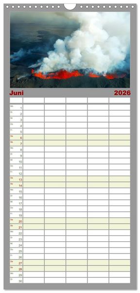 Produktbild: Familienplaner 2026 - Vulkane - Beeindruckende Feuerberge mit 5 Spalten (Wandkalender, 21 x 45 cm) CALVENDO