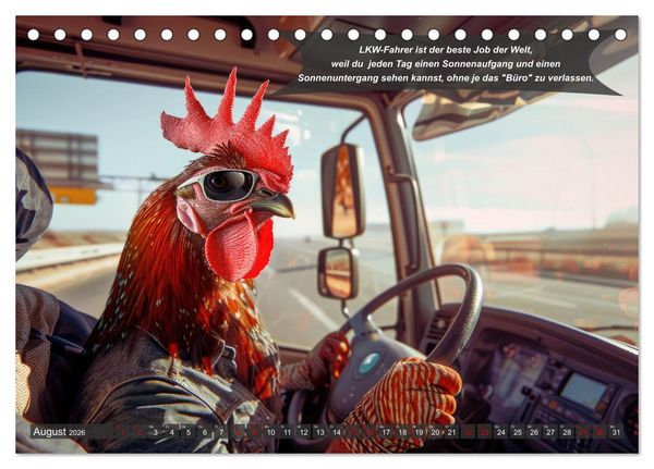 Produktbild: Tierisch lustige LKW-Fahrer (Tischkalender 2026 DIN A5 quer), CALVENDO Monatskalender