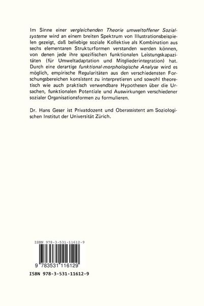Produktbild: Strukturformen und Funktionsleistungen sozialer Systeme
