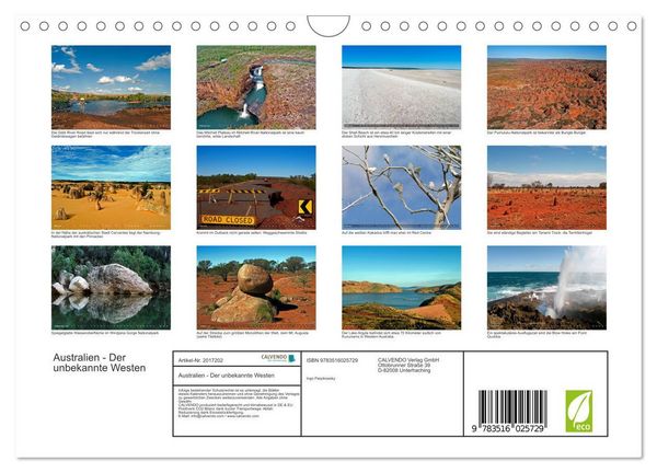 Produktbild: Australien - Der unbekannte Westen (Wandkalender 2026 DIN A4 quer), CALVENDO Monatskalender