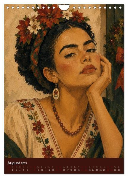 Produktbild: Freude im Haar. Leid im Herzen. Eine Hommage an Frida Kahlo (Wandkalender 2027 DIN A4 hoch), CALVENDO Monatskalender