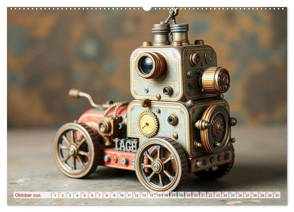 Produktbild: Mechanische Wunderwelten - Ein Jahr mit Steampunk Toys (hochwertiger Premium Wandkalender 2026 DIN A2 quer), Kunstdruck in Hochglanz