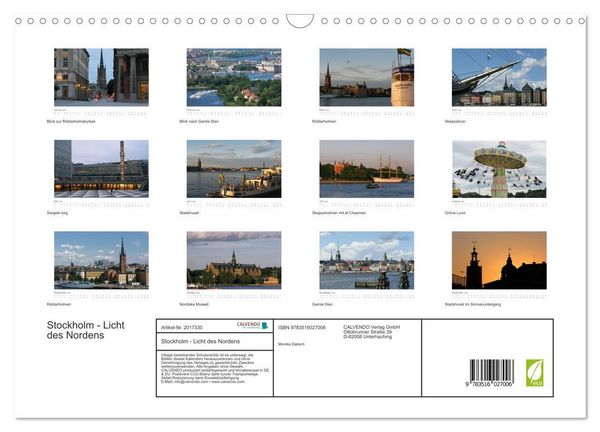 Produktbild: Stockholm - Licht des Nordens (Wandkalender 2026 DIN A3 quer), CALVENDO Monatskalender