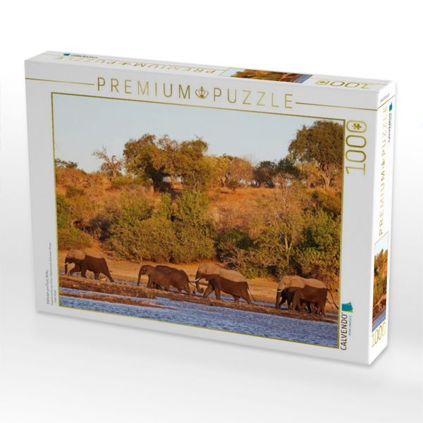 Produktbild: CALVENDO Puzzle Elefanten am Fluss, Afrika | 1000 Teile Lege-Gr&ouml;&szlig;e 64x48cm Foto-Puzzle f&uuml;r gl&uuml;ckliche Stunden