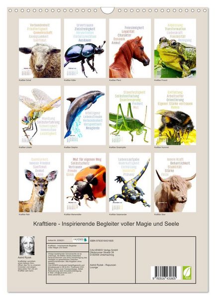 Produktbild: Krafttiere - Inspirierende Begleiter voller Magie und Seele (Wandkalender 2026 DIN A3 hoch), CALVENDO Monatskalender