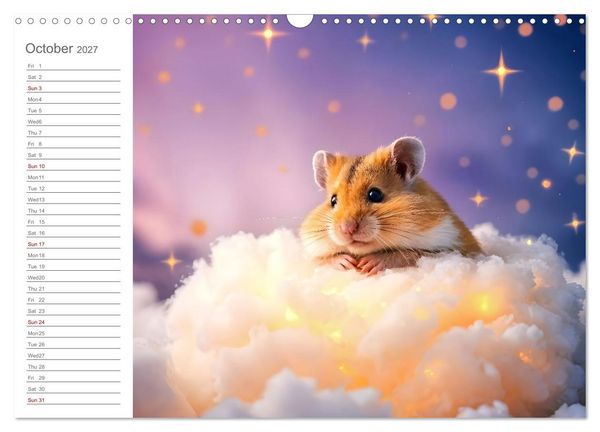 Produktbild: Hamster's Bedtime Calendar - Twelve magical dream worlds (Wall Calendar 2027 DIN A3 landscape), CALVENDO 12 Month Wall Calendar