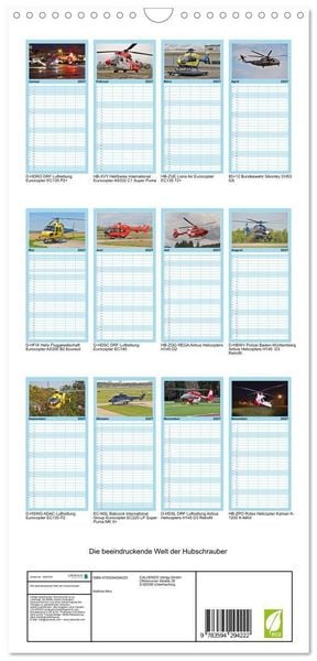 Produktbild: Familienplaner 2027 - Die beeindruckende Welt der Hubschrauber mit 5 Spalten (Wandkalender, 21 x 45 cm) CALVENDO