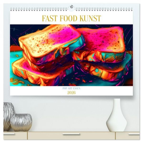 FAST FOOD KUNST (hochwertiger Premium Wandkalender 2026 DIN A2 quer), Kunstdruck in Hochglanz