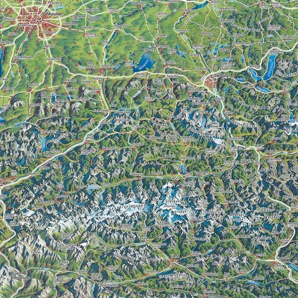 Österreich Panoramakarte, Sommer / Winter, Poster, Plano in Rolle, freytag & berndt