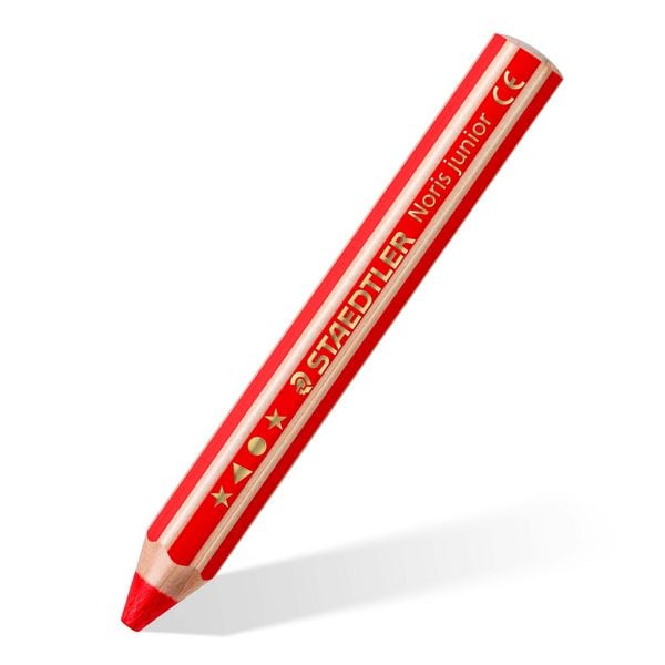 Produktbild: STAEDTLER Noris junior 140 Kindermalstift 3 in 1, Kartonetui mit 18 Malstiften in sortierten Farben, 1 Spitzer und 1 Pinsel, 140 C18