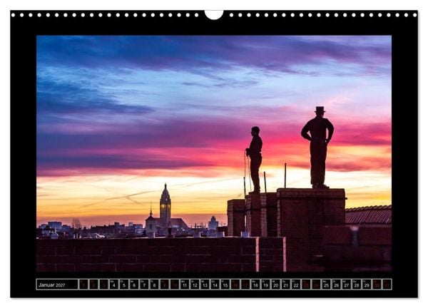 Produktbild: Schornsteinfeger &uuml;ber Berlin - Die Gl&uuml;cksbringer auf den D&auml;chern der Hauptstadt (Wandkalender 2027 DIN A3 quer), CALVENDO Monatskalender