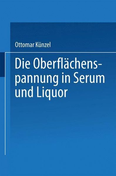 Produktbild: Die Oberfl&auml;chenspannung in Serum und Liquor
