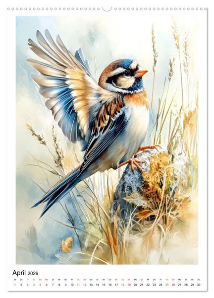 Produktbild: V&ouml;gel - gefiederte Freunde in unserem Garten (hochwertiger Premium Wandkalender 2026 DIN A2 hoch), Kunstdruck in Hochglanz