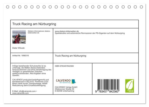 Produktbild: Truck Racing am N&uuml;rburgring (Tischkalender 2026 DIN A5 quer), CALVENDO Monatskalender
