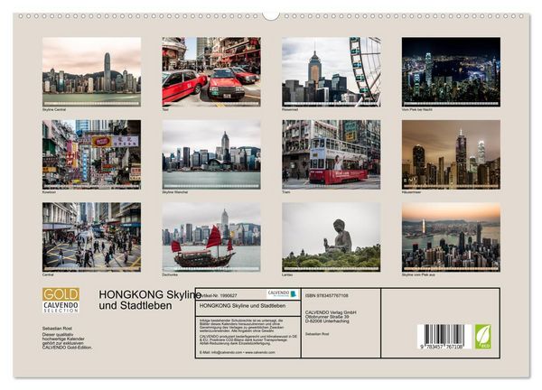 Produktbild: HONGKONG Skyline und Stadtleben (hochwertiger Premium Wandkalender 2026 DIN A2 quer), Kunstdruck in Hochglanz