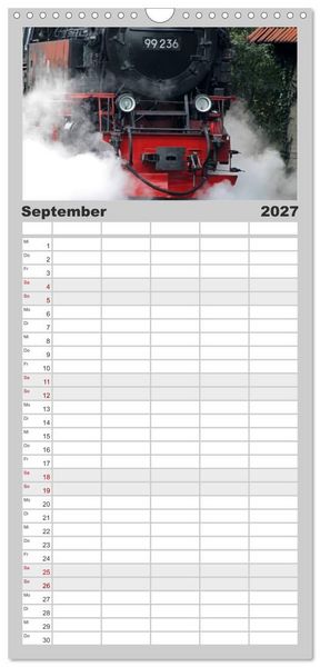 Produktbild: Familienplaner 2027 - Die Brockenbahn mit 5 Spalten (Wandkalender, 21 x 45 cm) CALVENDO