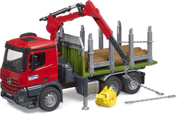 Bruder - MB Arocs Holztransport-LKW mit Ladekran, Greifer plus 3 Baumstämme