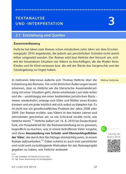 Produktbild: Die Liebe der Väter von Thomas Hettche - Textanalyse und Interpretation