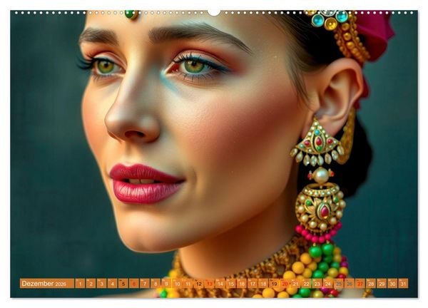 Produktbild: Farbenfrohe Portraits (hochwertiger Premium Wandkalender 2026 DIN A2 quer), Kunstdruck in Hochglanz