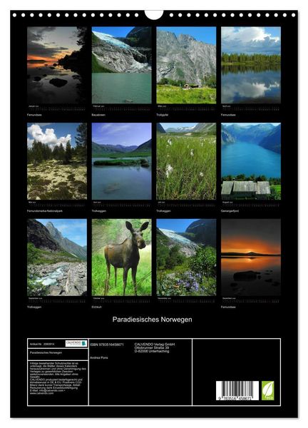 Produktbild: Paradiesisches Norwegen (Wandkalender 2026 DIN A3 hoch), CALVENDO Monatskalender