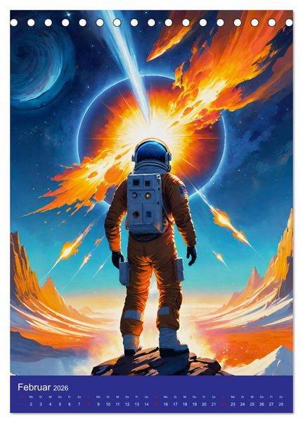 Produktbild: Astronauten. Auf Entdeckungsreise in fremde Galaxien (Tischkalender 2026 DIN A5 hoch), CALVENDO Monatskalender
