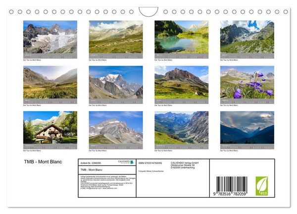Produktbild: TMB - Mont Blanc (Wandkalender 2027 DIN A4 quer), CALVENDO Monatskalender