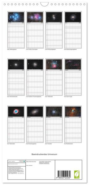 Produktbild: Familienplaner 2026 - Beeindruckendes Universum mit 5 Spalten (Wandkalender, 21 x 45 cm) CALVENDO